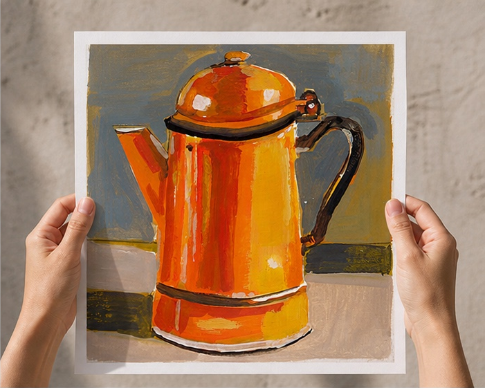 Orange Coffee Pot Still Life