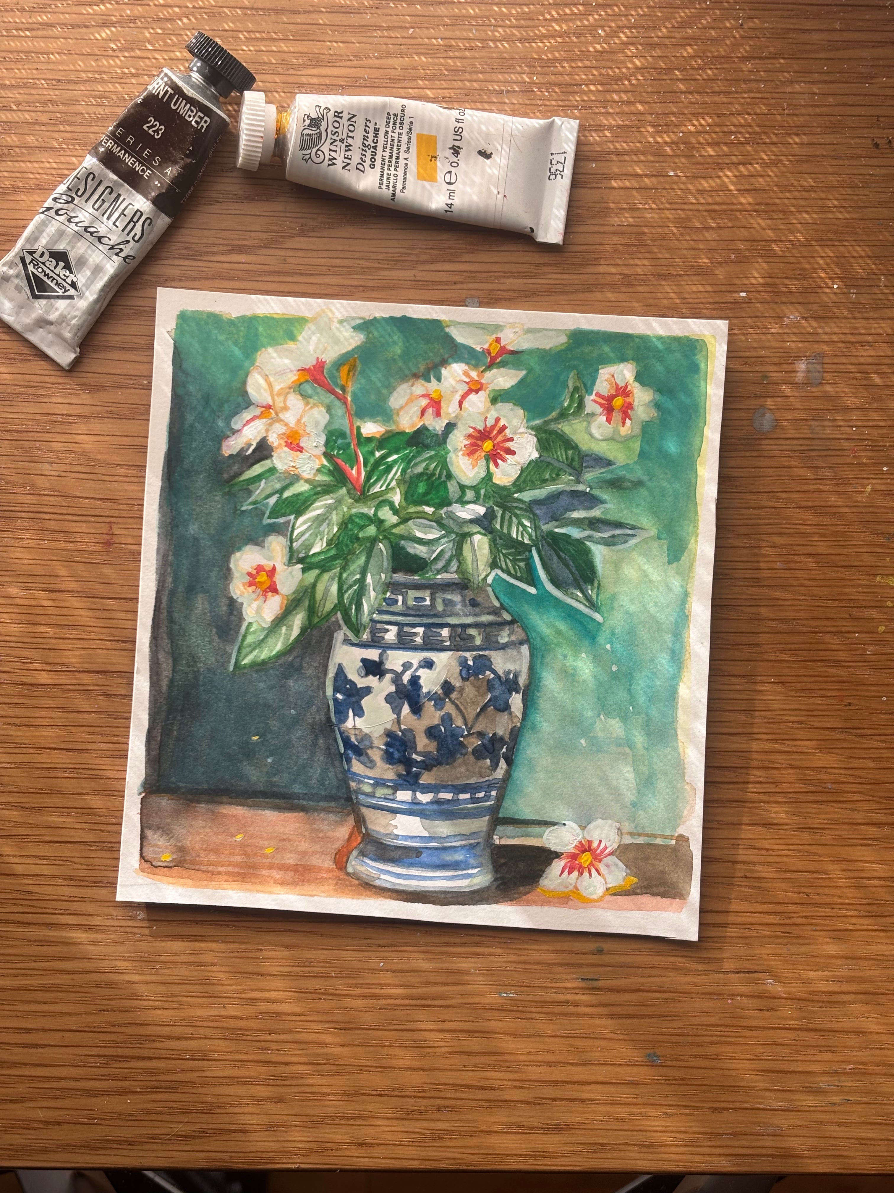 Vase with flower arrangement