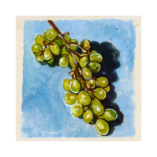 Green Grapes on Blue